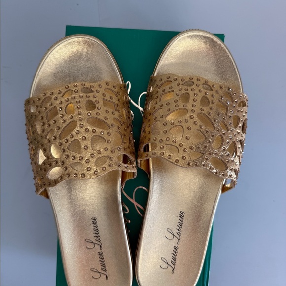 lauren larraine Byanka Gold sandals womens 8 - Picture 5 of 6